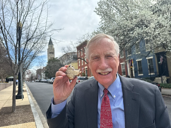 Angus King and blueberry bread